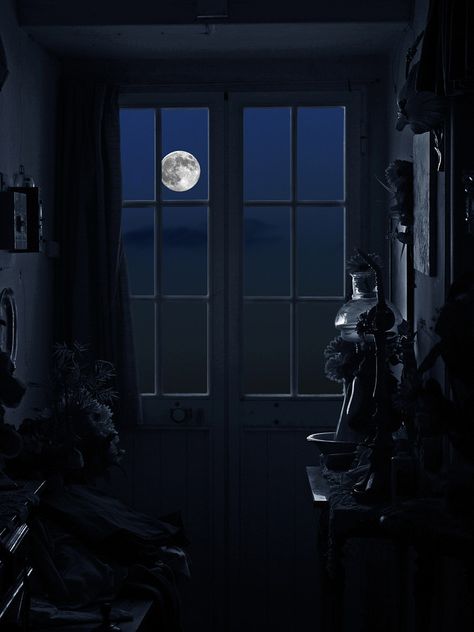 Moonlight Photography, Moon Pictures, 다크 판타지, Good Night Moon, Moon Photography, Beautiful Moon, Window View, Through The Window, Dark Photography