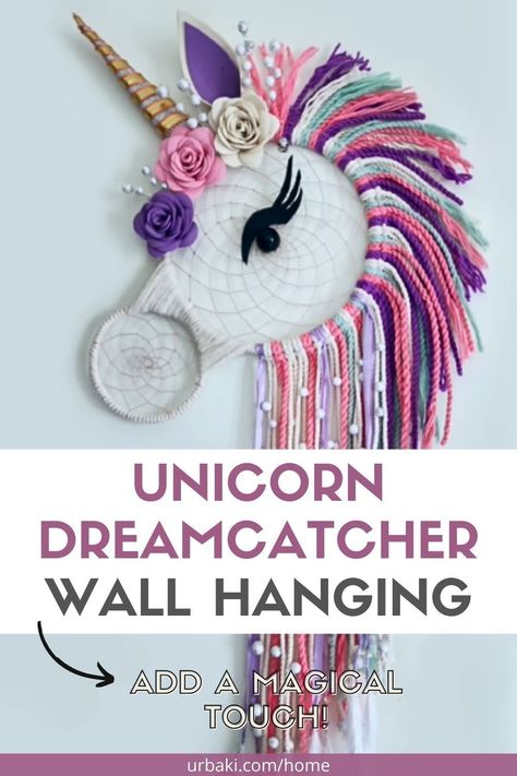 Diy Unicorn Wall Decor, Unicorn Wreath Diy, Unicorn Dream Catcher Diy, Unicorn Wreath, Dreamcatcher Wall Art, Unicorn Dream Catcher, Dream Catcher For Kids, Making Dream Catchers, Diy Dream Catcher Tutorial