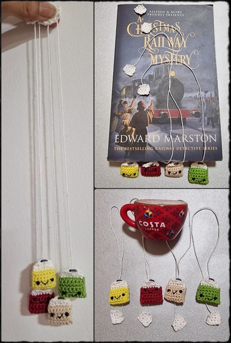 Crochet Teabag Bookmarks 😊 Crochet Teabag, Costa Coffee, Detective Series, Detective, Knit Crochet, Knitting, Crochet