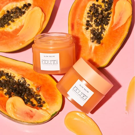 Glow Recipe Papaya, Papaya Benefits, Papaya Sorbet, Papaya Enzyme, Sephora Skin Care, Glow Recipe, Products Photography, Skin Care Items, Oily Skin Care