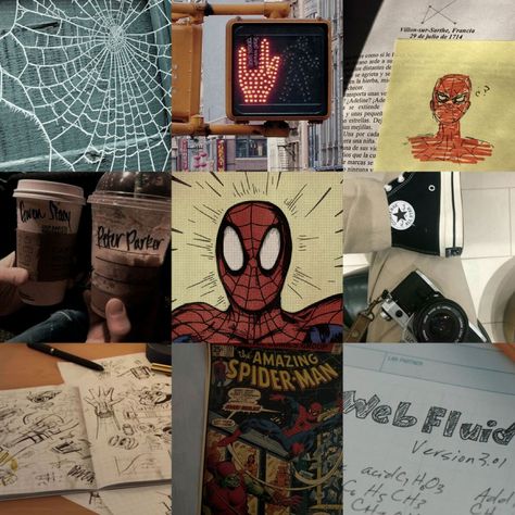 Dating Spider Man Aesthetic, Spider Man Girlfriend Aesthetic, Spider Man Atsv Aesthetic, Spider Man Birthday Aesthetic, Spider Man Miles Morales Aesthetic, Spider Man Moodboard, Man Core Aesthetic, Peter Parker Moodboard, Spider Man Room Decor Ideas