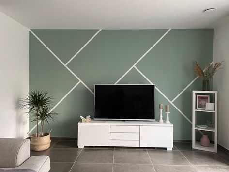 Wall Tv Painting Ideas, Geometric Tv Wall, Simple Bedroom Wall Design, Half Wall Paint Ideas Living Room, Triangle Wall Paint Bedrooms, Wall Paint Patterns Bedroom, Simple Geometric Wall Paint, Room Painting Designs, Boy Room Paint Ideas