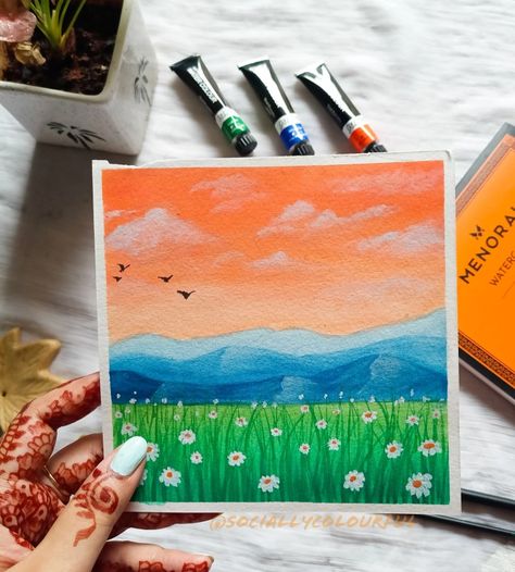 #new #tricolour #painting #watercolour Tri Colour Craft, Tricolour Craft, Independence Day Drawing, Mini Watercolor, Tri Colour, Watercolor Journal, Color Crafts, Colorful Landscape, Colorful Drawings