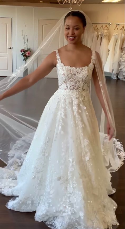 Wedding Dresses With Floral Lace, A Line Strap Wedding Dress, Lace Scoop Neck Wedding Dress, Wedding Dress Styles For Big Bust, Square Neck Wedding Dress Aline, Wedding Dresses Fuller Bust, Square Neck Wedding Dress With Veil, Petite Wedding Dress Small Bust, A Line Wedding Dress Square Neckline