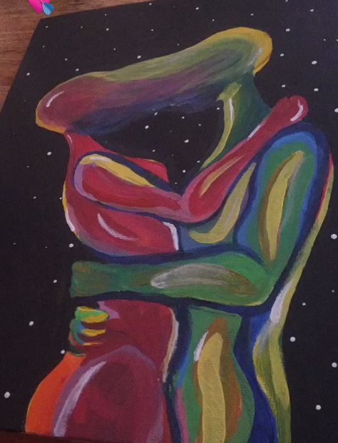 Twin Flames Painting Easy, Soulmate Painting Ideas, Thermal Couple Art, Soul Tie Painting Easy, Soul Ties Painting Easy, Twin Flame Painting Easy, Soul Ties Painting, Interlinked Art, Thermo Paintings