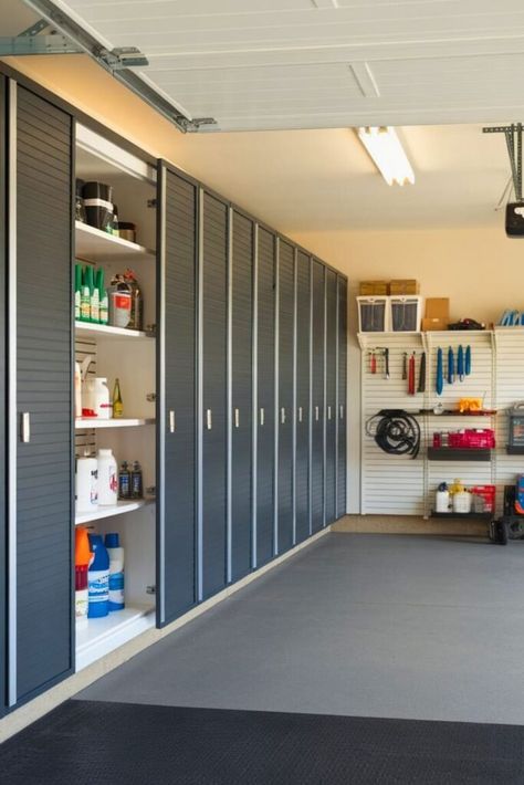 16 Garage Organization Tips – Inspo Pin Garage Work Bench Storage, Garage Storage And Playroom, Oversized Garage Storage, Garage Cabinet Storage Ideas, Garage Organization Ideas With Washer And Dryer, Garage Corner Storage Ideas, Garage Kids Storage, Modern Garage Organization Ideas, Two Car Garage Organization