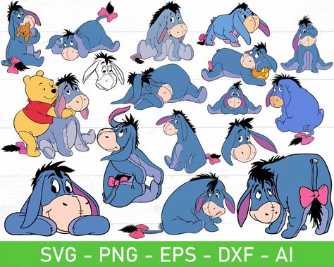 Eeyore Svg, Donkey Clipart, Donkey Svg, Winnie The Pooh Svg, Pooh Svg, Avengers Cartoon, Bear Silhouette, Princess Cartoon, Pooh Bear