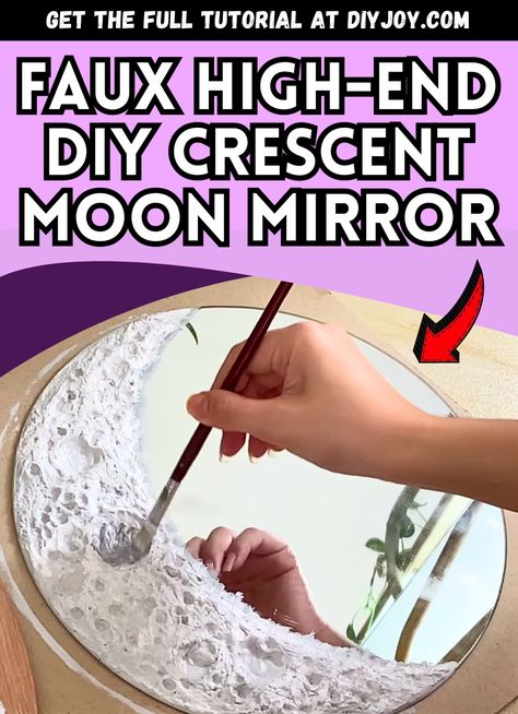 How to Make Faux High-End DIY Crescent Moon Mirror via @diyjoycrafts Mirror Crafts Diy, Diy Crescent Moon, Crescent Moon Mirror, Pretty Moon, Moon Mirror, Moon Crafts, Halloween Clay, Mirror Crafts, Black Acrylic Paint