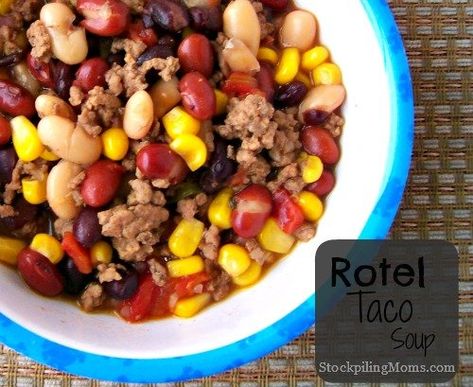 Rotel Taco Soup Soup With Rotel, Freezer Cooking, Taco Soup, Crock Pot Cooking, Ww Recipes, Freezer Meals, Weight Watchers Meals, Soup And Salad, Slow Cooker Recipes