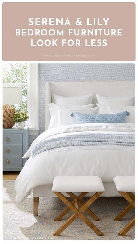 Coastal Master Bed Serena & Lily, Serena And Lily Guest Room, Serena And Lily Style Bedroom, Serena And Lily Master Bed, Coastal Beach House Bedroom, Costal Chic Bedrooms, Coastal Bedroom Furniture Ideas, Serena And Lily Bedroom Ideas, Serena Lily Bedroom