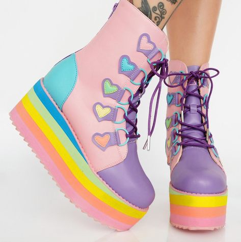 strangecvlt pastel platforms Pastel Aesthetic Outfit, Heart Boots, Goth Outfit, Pastel Goth Fashion, Kawaii Shoes, Aesthetic Shoes, Unique Shoes, Imagine Dragons, Mein Style