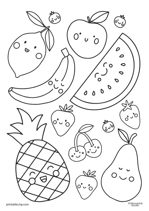 undefined Snack Coloring Pages, Fruits Colouring Pages For Kids, Fruits Coloring Pages For Kids, Fruits Worksheets For Kids, Coloring Pages Fruits, Kawaii Coloring Pages Free Printable, Colouring Worksheets For Kids, Fruit Worksheet, Fruits Coloring Pages