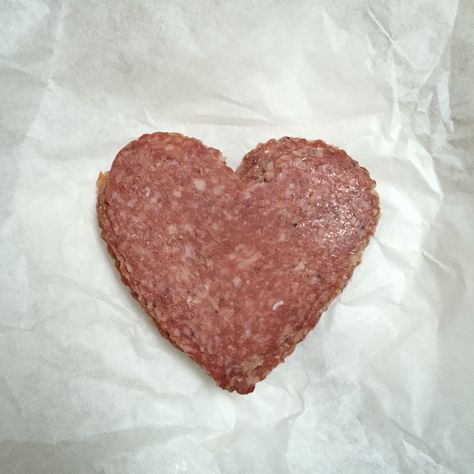 Heart salami Salami Aesthetic, Steak, I Love, Meat