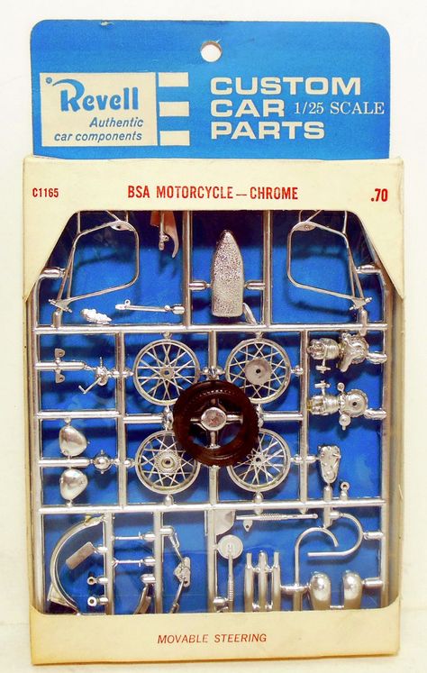 Vinatge Revell Parts Pack Chrome BSA Motorcycle 1 25 Scale Kit | eBay Dodge Charger Models, Motorcycle Model Kits, Bsa Motorcycle, Model Cars Kits, Motorcycle Model, Corvette Stingray, Model Planes, Box Car, Plastic Model Kits