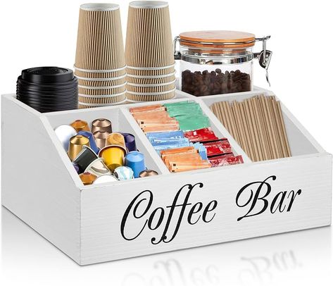 Amazon.com | Coffee Station Organizer for Counter, Wood Coffee Pods Holder Storage Basket, Coffee and Tea Condiment Storage Organizer, Rustic Coffee Bar Decor for Coffee Accessories Organizer: Condiment Racks Kaffe Station, Condiment Storage, Counter Organization, Coffee Pod Holder, Coffee Box, Coffee Bar Decor, Accessories Organizer, Organized Desk Drawers, Desk Supplies