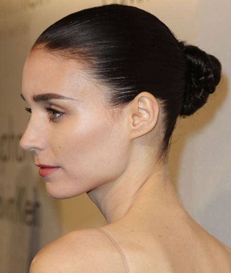 Rooney Mara Ballerina Bun Clean Hair Bun, Super Short Bobs, Ballerina Bun, Actor Headshots, Rooney Mara, High Bun, Clean Hair, Hair Bun, Edgy Look