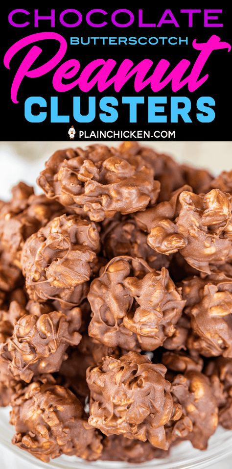 Butterscotch Peanut Clusters, Pumpkin Spice Snack Mix, Yummy Candy, Chocolate Clusters, Easy Christmas Candy Recipes, Butterscotch Candy, Peanut Clusters, Crockpot Candy, Butterscotch Cookies