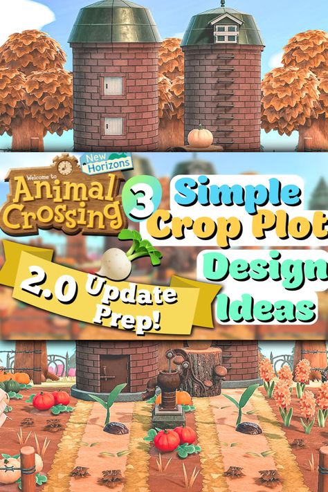 Crop farm animation picture from Animal Crossing the game. Thumbnail. Acnh Crops Farm, Crops Farm, Plot Design, Cottagecore Forest, Crop Farming, Crop Field, Fall Inspo, Pumpkin Patch, Animal Crossing