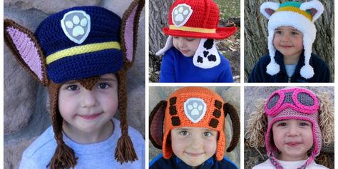 Crochet Paw Patrol Hat, Chase Paw Patrol Costume, Knit Vs Crochet, Crochet Paw Patrol, Paw Patrol Crochet, Paw Patrol Hat, Crochet Football, Scrap Crochet, Crochet Owl Hat