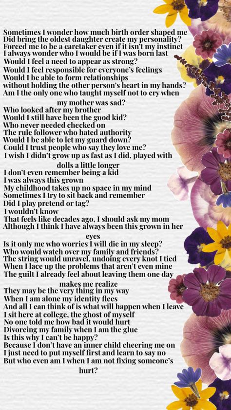 Being The Eldest Daughter Quotes, Oldest Daughter Poems, Eldest Daughter Quotes, Eldest Daughter Syndrome, Birth Order, Oldest Daughter, Eldest Daughter, Wedding Readings, Sometimes I Wonder