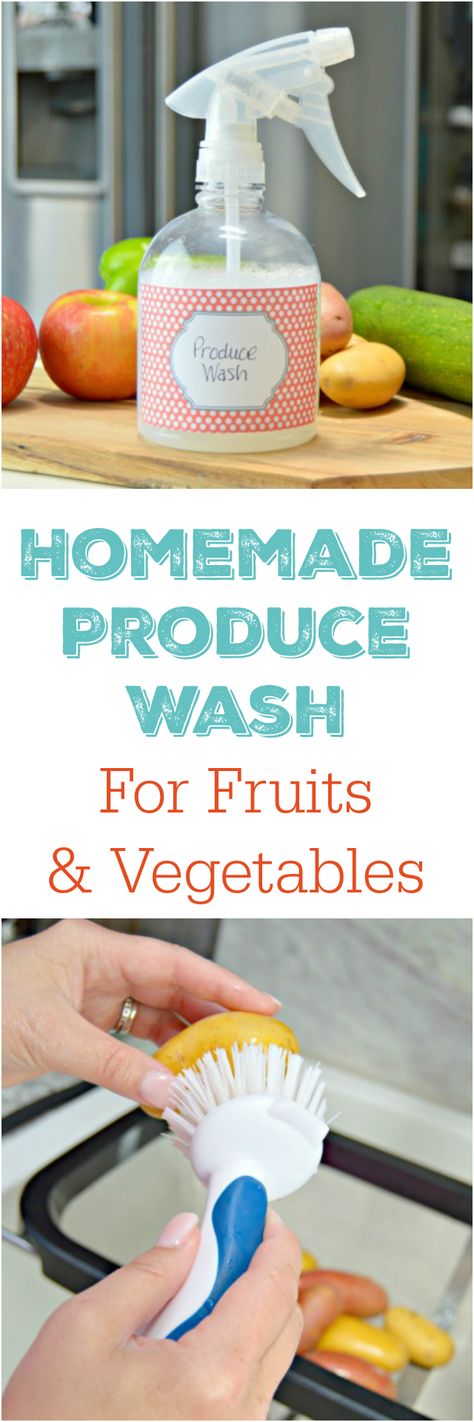 Homemade produce wash for fruits and vegetables with free printable cleaning labels too! Chemical free, all natural veggie wash is sure to get your fruits and veggies clean! via @Mom4Real Fruit And Veggie Wash, Produce Wash, Cleaning Labels, Veggie Wash, Free Printable Cleaning, Natural Cleaners, Cleaning Recipes, Cleaners Homemade, Green Cleaning