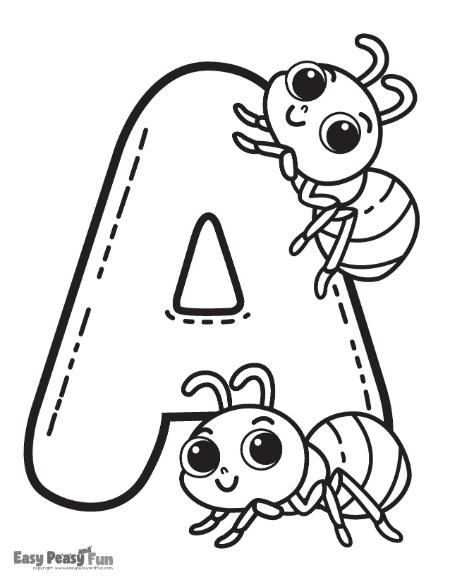 Free Printable Letters Alphabet Coloring Pages - Easy Peasy and Fun Colouring Pages Alphabet Letters, A Is For Coloring Sheet, Coloring Pages Abc, A Preschool Worksheets, Color Alphabet Letters, A Coloring Pages Letter, Activities With The Letter A, Activities For Letter A Kindergarten, Abc Templates Printable Alphabet Letters