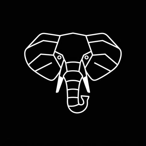 Minimalist white line elephant head logo on black background. . #graphicdesign #logo #logodesigner #designs #icon #graphicdesigner #logodesigns Instagram Minimalist, Elephant Logo, Minimalist White, Elephant Head, White Line, Black Background, Black Backgrounds, Logo Design, Elephant