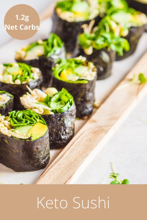 No Rice Sushi Rolls, Sushi No Rice, No Rice Sushi, Sushi Without Rice, Keto Sushi Rolls, Paleo Asian Recipes, Keto Sushi, Tuna Sushi Rolls, Strict Keto