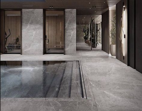 Home Spa Inspiration, Indoor Pools In Houses, Indoor Pool Aesthetic, Pool Basement, Modern Pool Design, Luxury Basement, Pools Ideas, Indoor Pool House, Indoor Swimming Pool Design