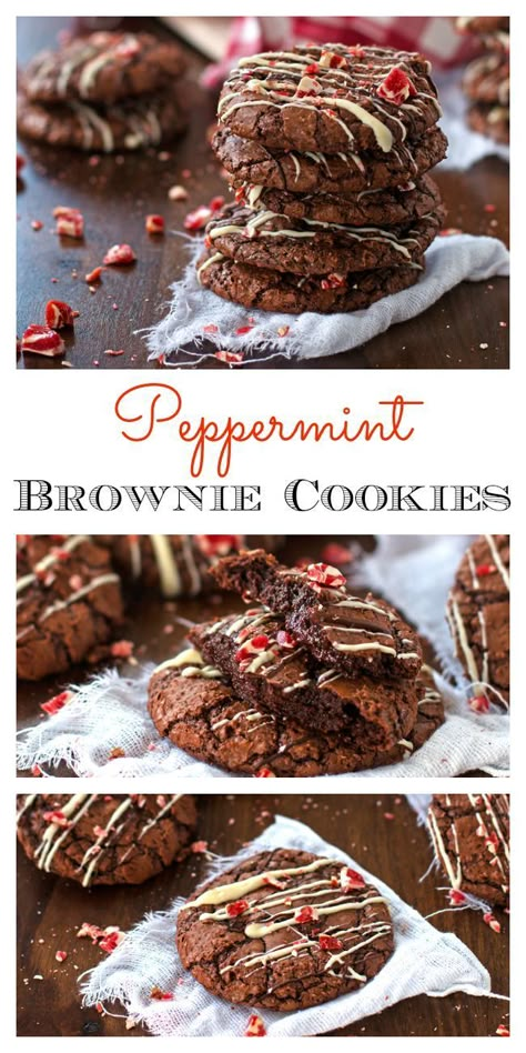 Peppermint Brownie Cookies White Candies, Peppermint Brownie Cookies, Peppermint Brownie, Walk Ideas, Gourmet Cookie, Chocolate Peppermint Cookies, Cookies For Christmas, Peppermint Brownies, Christmas Peppermint