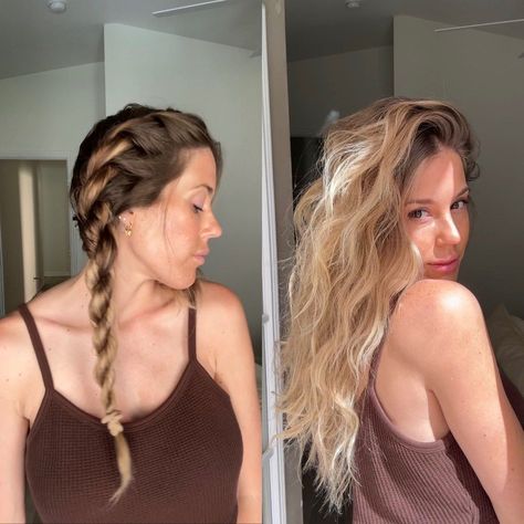 4 Easy Ways to Get Perfect Overnight Curls and Beach Waves Braided Hair Curls Beach Waves, Braids For Wet Hair Sleep Overnight Curls, Braiding Hair For Curls Overnight, Braid For Waves Overnight, Overnight Twist Braids, Wet Hair Braids Overnight, Braid Wet Hair Overnight, Beach Waves Hair Overnight, Best Braids For Waves Overnight