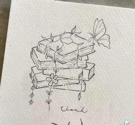 Art Design Tattoo, Book Tattoo Ideas, Book Inspired Tattoos, Bookish Tattoos, Fantasy Tattoos, Book Tattoo, Line Art Design, Girly Tattoos, Book Drawing