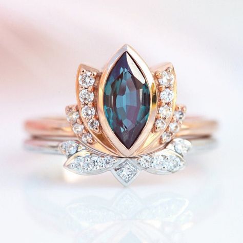 Lotus Engagement Ring, Lotus Flower Ring, Lotus Ring, Flower Engagement, Alexandrite Engagement Ring, Alexandrite Ring, Engagement Sets, The Lotus, Rings For Girls