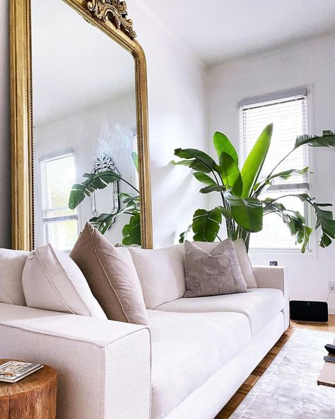 Arched Mirror Behind Sofa, Behind Sofa Wall Decor Mirror, Full Length Mirror Behind Sofa, Behind Sofa Mirror, Mirrors Behind Couch, Living Room Mirror Above Couch, Mirror Behind Couch Living Rooms, Mirror Above Sofa, Mirror Behind Sofa