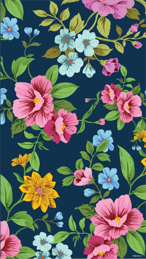 Floral Prints Pattern Textile Design, Pretty Floral Background, Floral Motifs Design, Flowers On Blue Background, Png Motifs, Pink Floral Background, Floral Print Background, Floral Wallpaper Bedroom, Vintage Floral Backgrounds