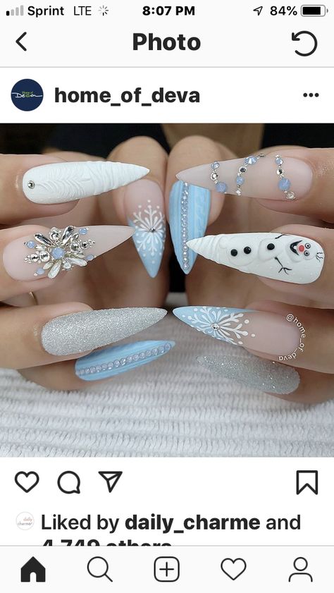 Diamond Nail Designs, Creative Nail Designs, Crazy Nails, Christmas Nails Acrylic, Glam Nails, Festival Nails, Xmas Nails, Christmas Nail Designs, Christmas Nail Art