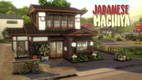 Sims 4 Mt Komorebi House, Traditional Japanese House Plans, Sims 4 Japanese House, Japanese Home Exterior, Japanese Machiya, Small Japanese House, Japanese Small House, Snowy Escape, Machiya House