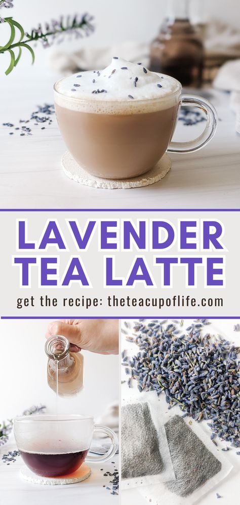 Lavender tea latte is an aromatic drink that combines the boldness of black tea with lavender syrup and creamy milk froth. This caffeinated latte is wonderful to enjoy when you need a soothing and uplifting start to the day. Top the latte with a sprinkle of dried lavender flowers for an extra touch of elegance. Lavender Drink, Hot Tea Recipes, Milk Tea Recipes, Tea Latte Recipe, Tea Drink Recipes, Lavender Recipes, Lavender Syrup, Culinary Lavender, Drink Recipes Nonalcoholic