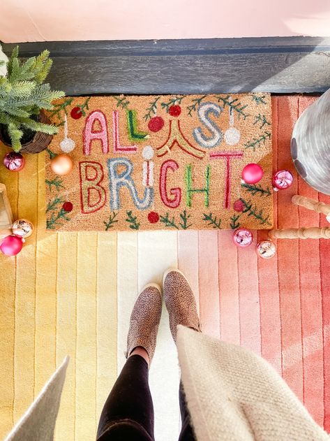 Holiday Doormat, Anthropologie Rug, Coir Rug, Mommy Diy, Christmas Glam, Anthropologie Christmas, Door Mat Diy, Easy Ornaments, Anthropologie Inspired