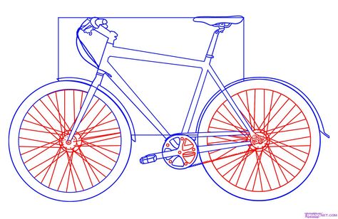 how to draw a bike step 4 Bicycle Sketch, Bicycle Drawing, Art Handouts, Bike Drawing, Bike Sketch, Bicycle Art, School Art Projects, Guided Drawing, Bike Art