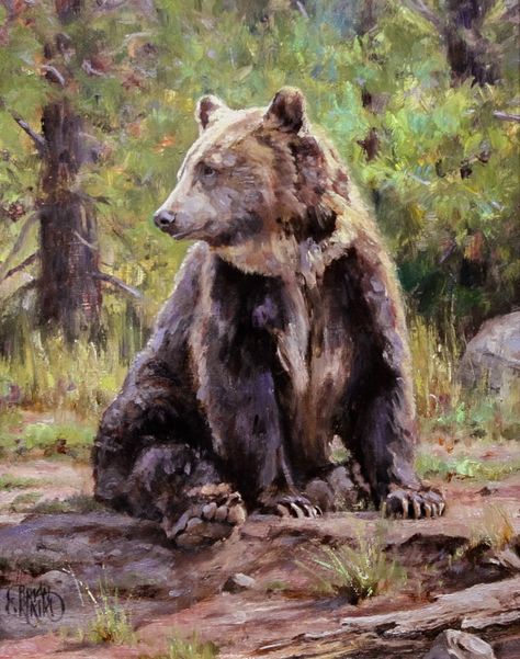 Bear Acrylic Painting Easy, Bear Paintings Acrylic, Mountain Murals, Bears Canvas Painting, Bear Acrylic Painting, Black Bear Painting Acrylic Easy, Bear Family Painting, Black Bear Painting, Painting Bears Acrylic