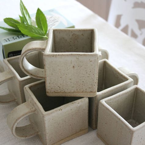 Square Stoneware Mug by TOM BUTCHER CERAMICS Square Mugs, Slab Ceramics, Bonnie Scotland, Slab Pottery, Hand Built Pottery, Clay Mugs, Pottery Crafts, Pottery Classes, Pottery Cups