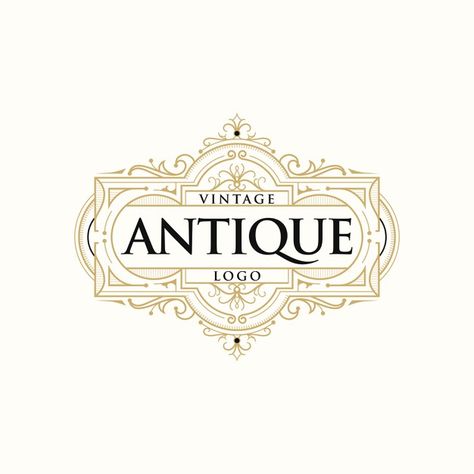 Rococo Logo Design, Classic Logo Luxury, Antique Graphic Design, Antique Store Logo, Victorian Logo Design, Antique Logo Design, Vintage Logo Ideas, Royal Logo Design, Art Business Logo