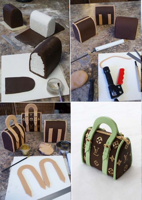 Handbag Cakes, Handbag Tutorial, Purse Cake, Sac Louis Vuitton, Handbag Cake, Cupcakes Decorados, Sculpted Cakes, Fondant Tutorial, Fashion Cakes