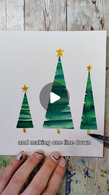 Lacey Walker on Instagram: "Watercolor Holiday Cards🌲 edition! If you have a lot of cards to make and just a little time here are 3 quick and easy ideas!  #watercolor #beginnerwatercolor #learnwatercolor #easywatercolor #easyart #funart #watercolorcards #holidaycards" Easy Card Painting Ideas, Quick Watercolor Christmas Cards, Watercolor Holiday Cards Easy, Watercolor Christmas Art For Kids, Christmas Watercolor Cards Easy, Watercolor Christmas Cards Easy, Easy Watercolor Christmas Cards Ideas, Christmas Cards Crafts For Kids, Watercolor Christmas Cards Ideas Simple Tutorial