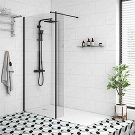 Walk In Shower Enclosures & Cubicles | Victorian Plumbing Wet Room Shower Screens, Room Tiles Floor, Walk In Shower Tray, Black Profile, Wet Room Tiles, Wet Room Screens, Walk In Shower Enclosures, Wet Room Shower, Walk In Shower Designs