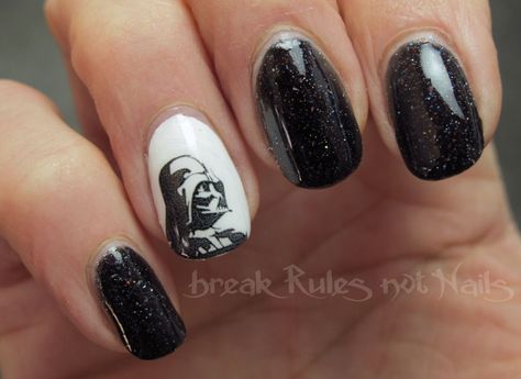 Vader 1 Star Wars Nails, Frozen Nails, Nails Star, Nail Techniques, Stylish Nails Designs, Cute Nail Art Designs, Stars Wars, Star Wars Day, May The 4th