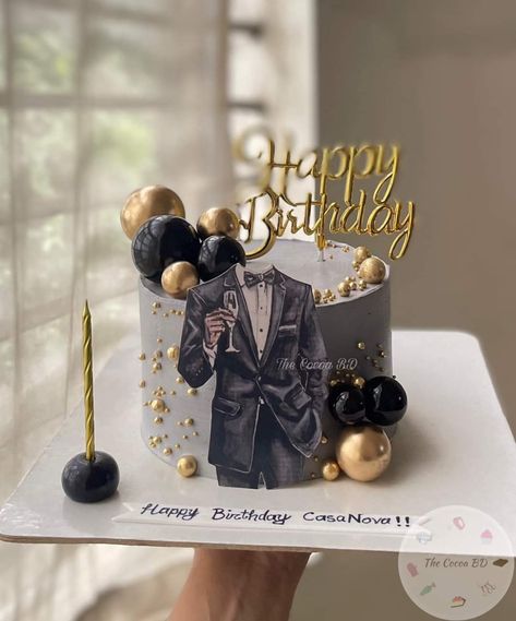 Cake For Boss Birthday, Pretty Birthday Cakes For Men, Birthday Decorations For Men Husband, Men Cake Ideas, Cake For Boys Birthday, Black And Gold Birthday Cake, Men Cakes, Dj Cake, Decor Tort