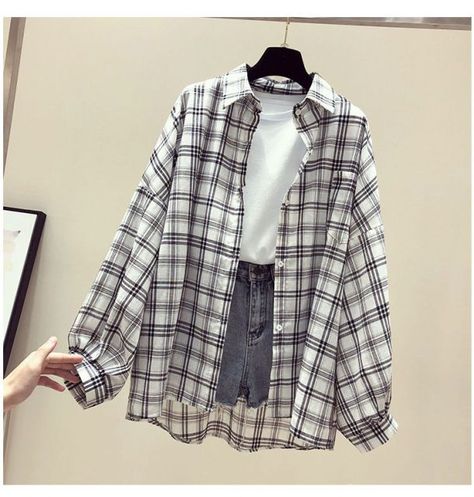 158fc2ddd52ec2cf54d3c161f2dd6517desc52666778ri Y2k Shorts Outfit, Y2k Party Outfit, Shirt Blouses Women's, Formal Casual, 90s Grunge, Long Sleeve Plaid Shirt, Loose Shirts, Plaid Fashion, Long Sleeve Plaid