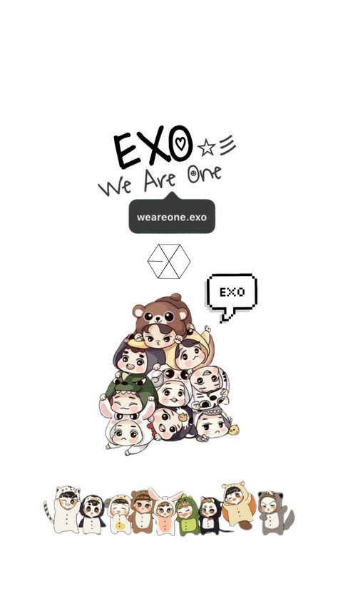 Exo Chibi Wallpaper, Exo Fanart Wallpaper, Exo Logo Wallpapers, Exo Background Wallpapers, Exo For Life, Exo Logo, Exo Anime, Exo Group, Exo Background